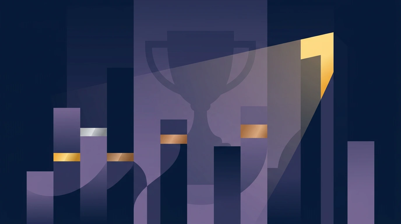 Editoriální ilustrace casinových turnajů — žebříčky, automaty, soutěživé schéma.